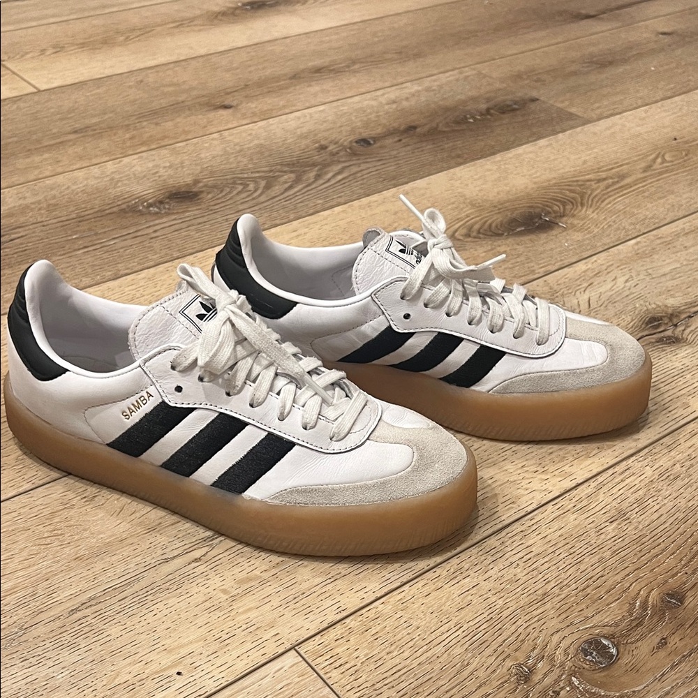 Adidas Samba White and Black with Gum Sole
